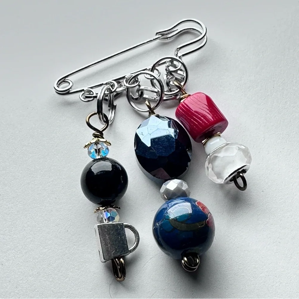 Brooch | Hand Crafted | Glass Beaded |  Pin Artisan Multicolor Wire-Wrapped OOAK